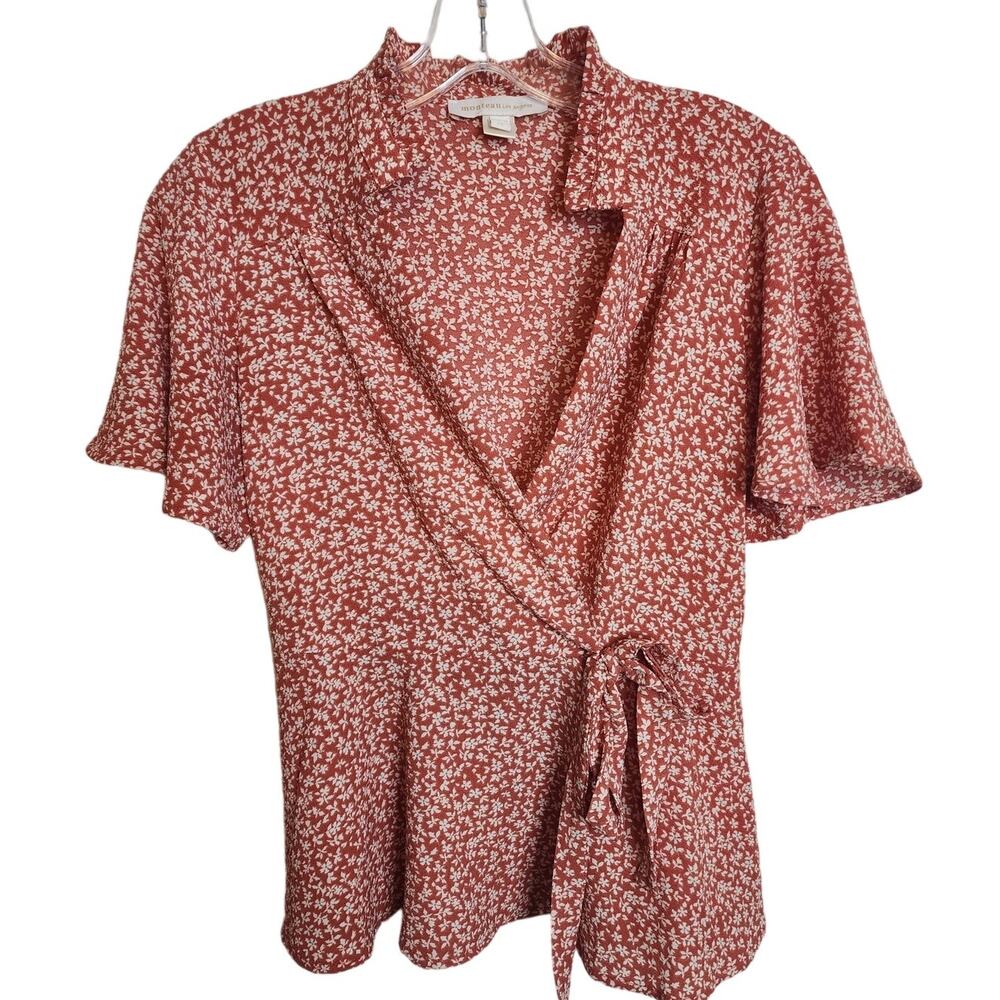 Monteau Floral Faux Wrap Blouse, NWOT, Medium